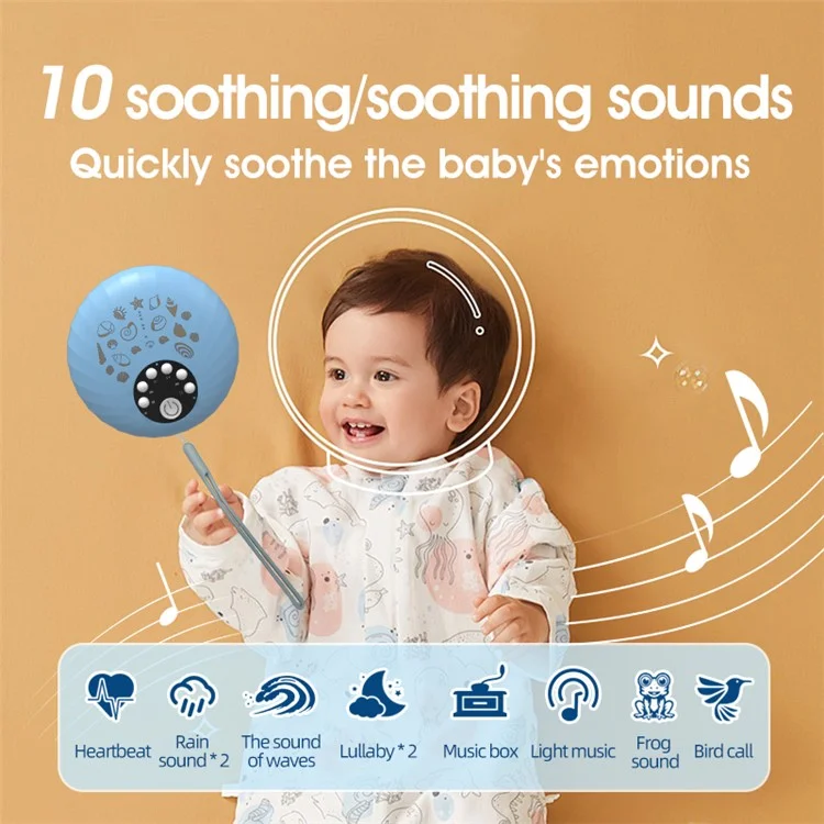 A1 Shell Design Baby Night Light Rechargeable White Noise Sleep Aid Machine - Blue