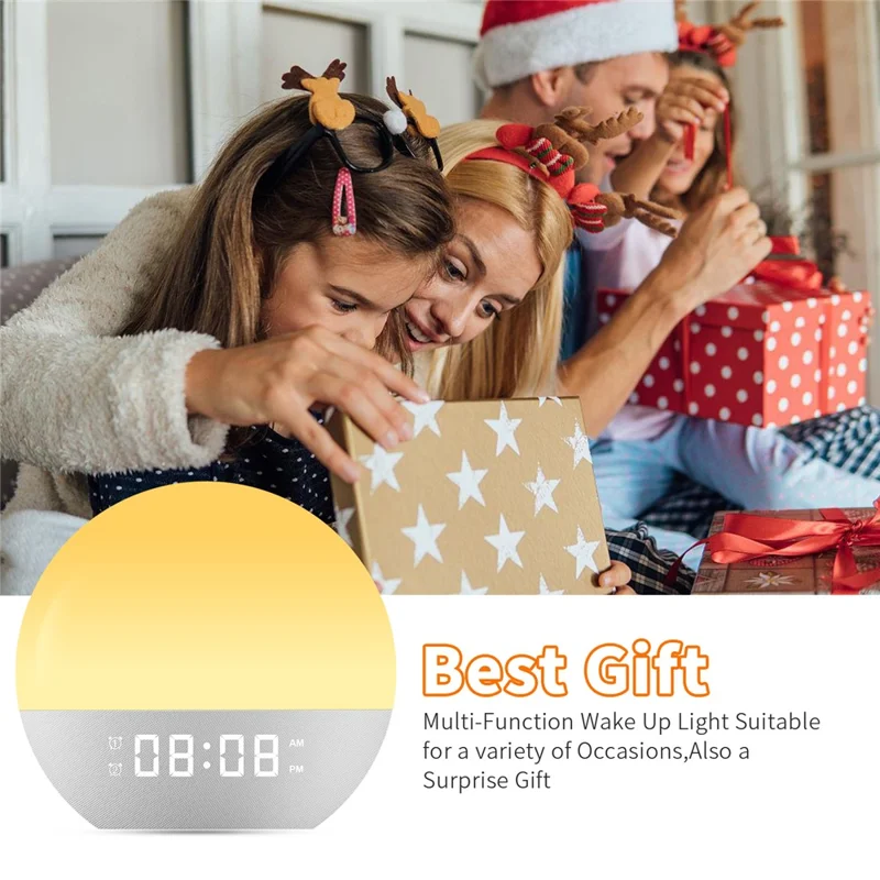 SH08 Bedside LED Night Light Wake Up Alarm Clock Light with Ambient Colors  /  White Noise  /  Sleep Aid - EU Plug