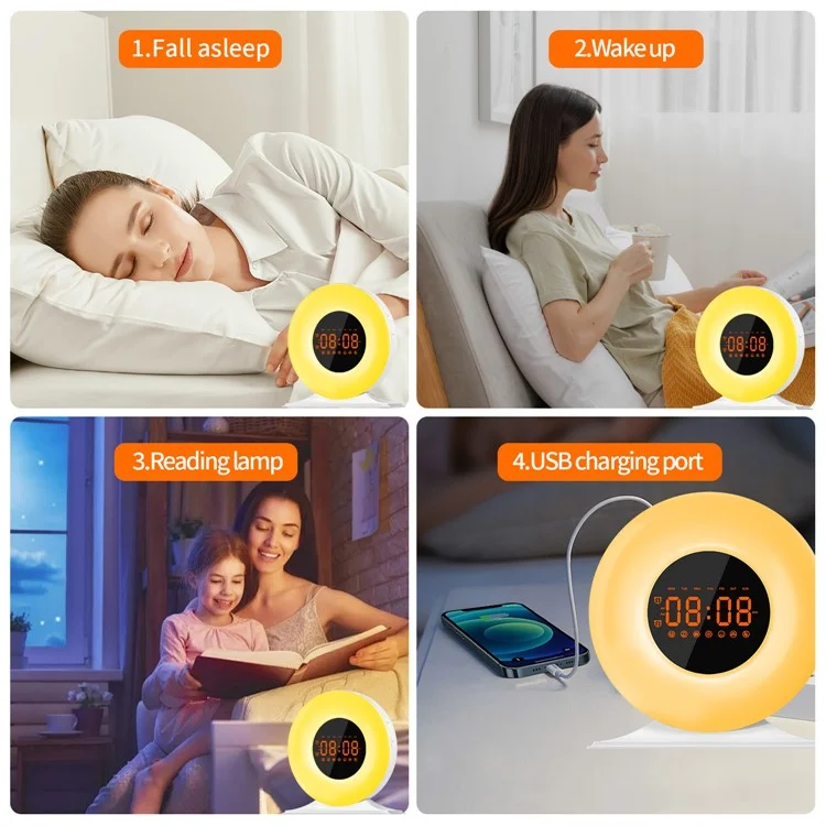 SH05 Intelligent Sleep Aid Device White Noise Machine Smart Wake-Up Light Breathing Night Light - US Plug