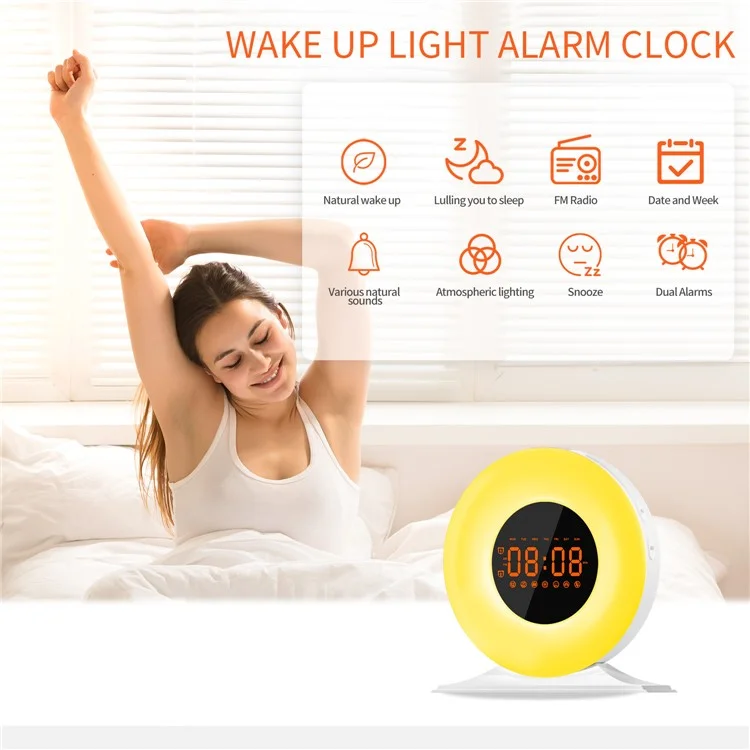 SH05 Intelligent Sleep Aid Device White Noise Machine Smart Wake-Up Light Breathing Night Light - US Plug