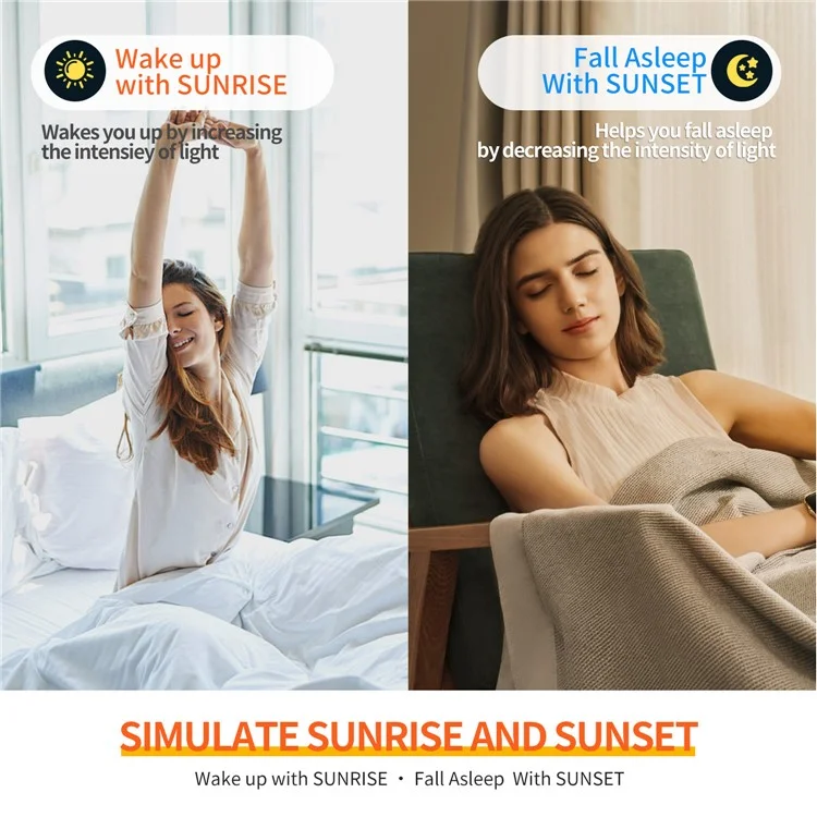 SH05 Intelligent Sleep Aid Device White Noise Machine Smart Wake-Up Light Breathing Night Light - US Plug