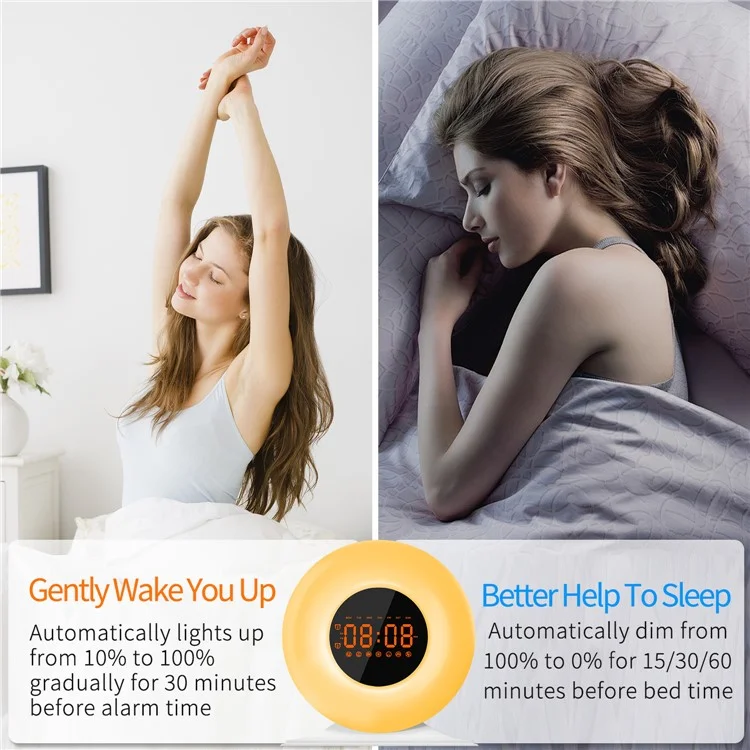 SH05 Intelligent Sleep Aid Device White Noise Machine Smart Wake-Up Light Breathing Night Light - US Plug