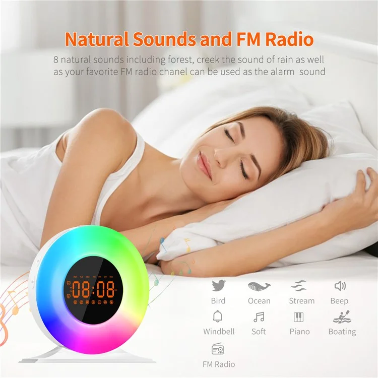 SH05 Intelligent Sleep Aid Device White Noise Machine Smart Wake-Up Light Breathing Night Light - US Plug