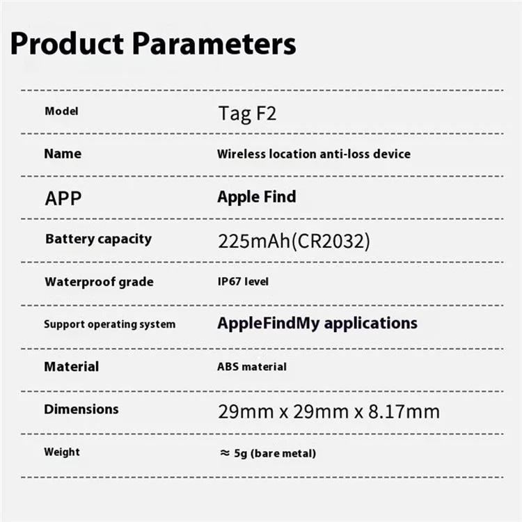 Localizador Inteligente F2 para Apple, Rastreador Global Portátil para Carteira e Chaves - Rosa