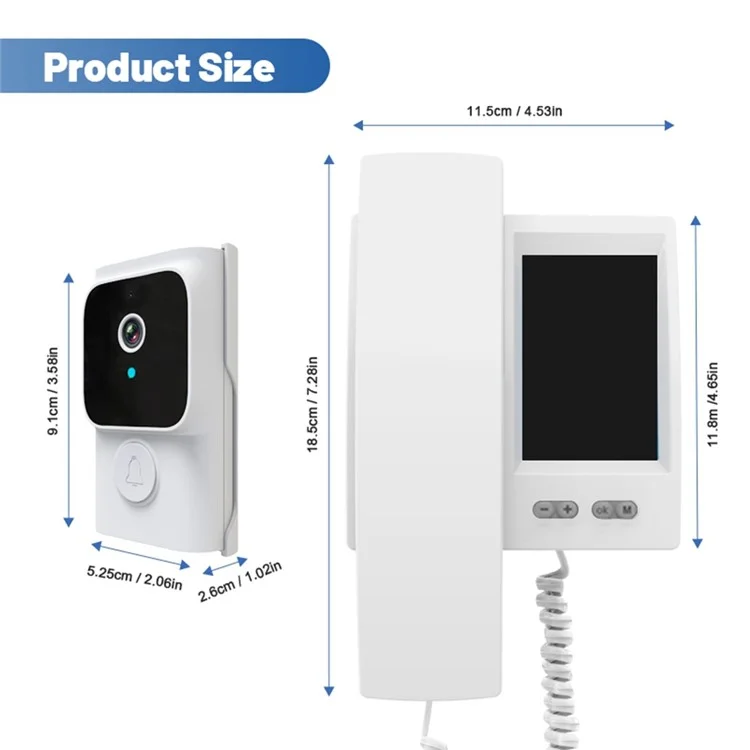 Y8-KP1 Trasmissione 2,4G Videocitofono da 3,5 pollici con schermo IPS, Audio Bidirezionale, Visione Notturna e Video HD per la Sicurezza Domestica - Bianco
