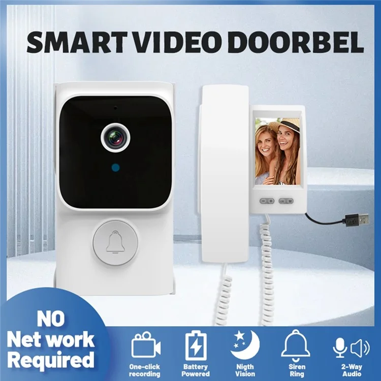 Y8-KP1 Trasmissione 2,4G Videocitofono da 3,5 pollici con schermo IPS, Audio Bidirezionale, Visione Notturna e Video HD per la Sicurezza Domestica - Bianco