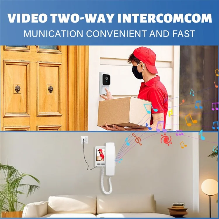 Y8-KP1 Trasmissione 2,4G Videocitofono da 3,5 pollici con schermo IPS, Audio Bidirezionale, Visione Notturna e Video HD per la Sicurezza Domestica - Bianco