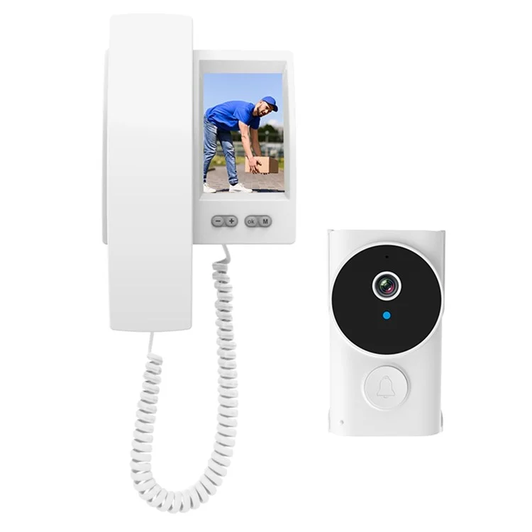 Y9-KP1 Campanello Video HD con Schermo IPS da 3,5 Pollici, Trasmissione 2,4G, Audio Bidirezionale, Visione Notturna, Impermeabile IP44 - Bianco