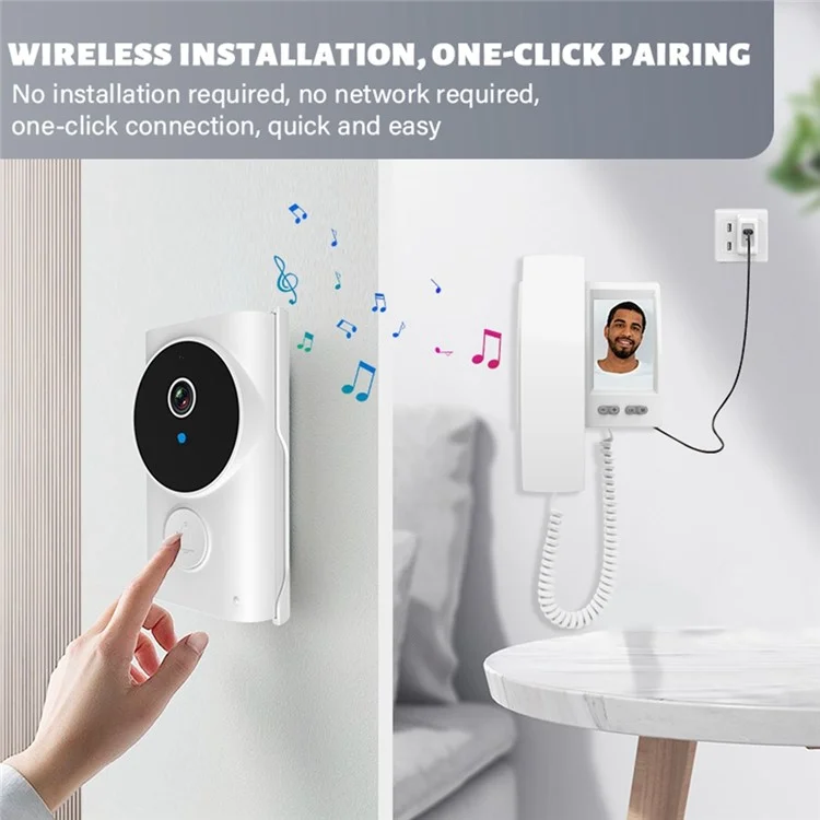 Y9-KP1 Campanello Video HD con Schermo IPS da 3,5 Pollici, Trasmissione 2,4G, Audio Bidirezionale, Visione Notturna, Impermeabile IP44 - Bianco