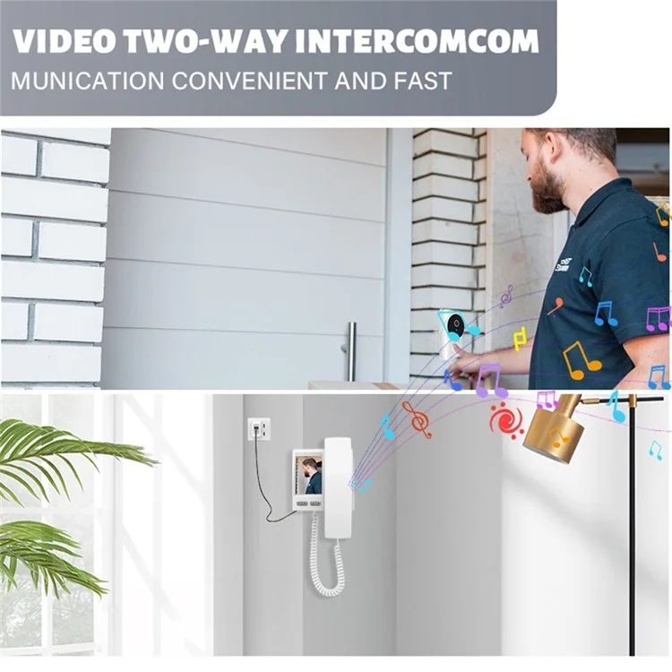 Y9-KP1 Campanello Video HD con Schermo IPS da 3,5 Pollici, Trasmissione 2,4G, Audio Bidirezionale, Visione Notturna, Impermeabile IP44 - Bianco