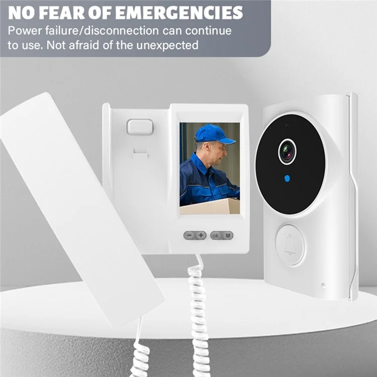 Y9-KP1 Campanello Video HD con Schermo IPS da 3,5 Pollici, Trasmissione 2,4G, Audio Bidirezionale, Visione Notturna, Impermeabile IP44 - Bianco