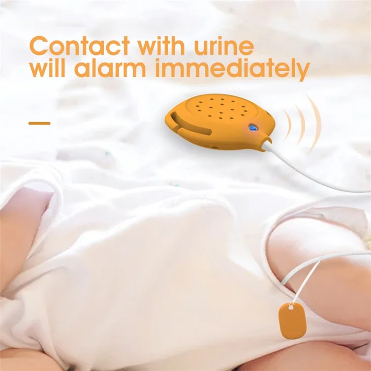 H-01A Magnetic Bettwetting Sensor Monitor for Kids Wired Night Pee Alarm with Sound and Vibration - Orange