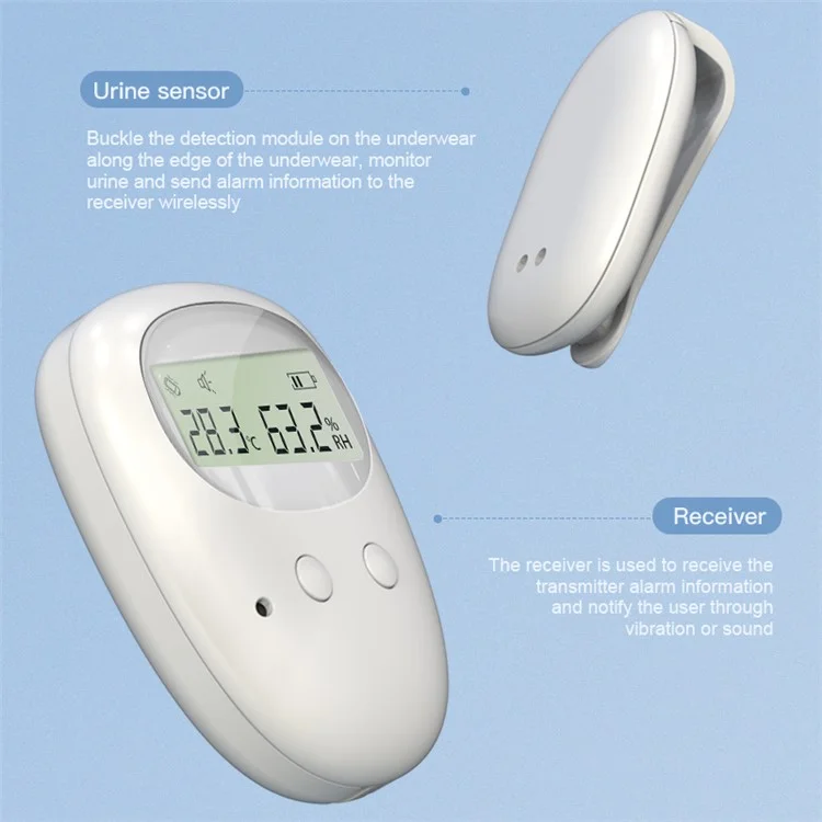 TXQ-01 Wireless Detachable Bedwetting Alarm for Infants  /  Elderly 3 Modes Nighttime Urine Sensor (With Display Screen)