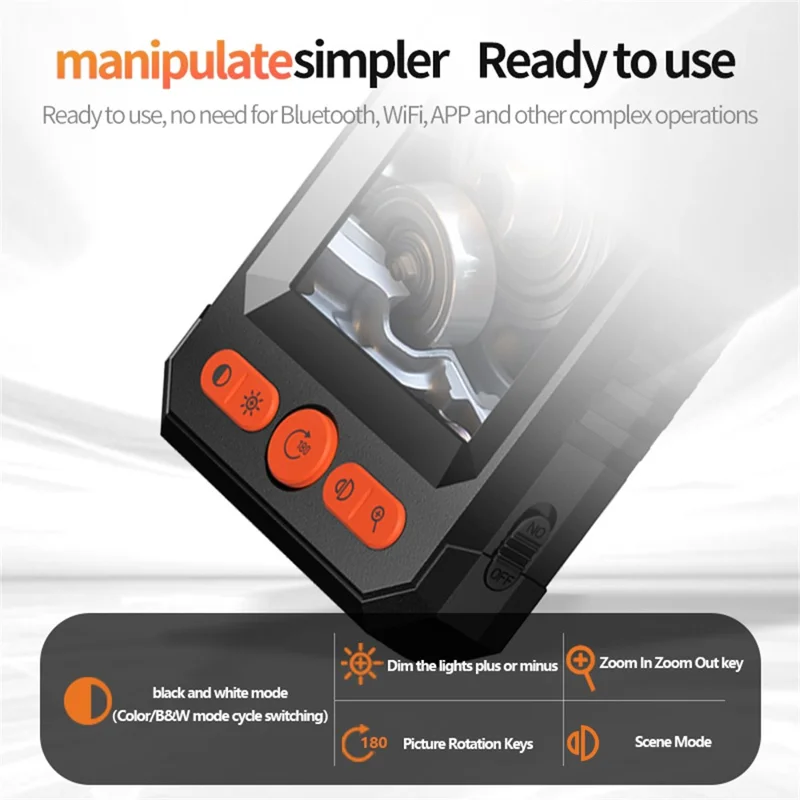 T40-AV 8mm Single Lens 2m Industrial Endoscope 4.3 Inch IPS Screen 1080P HD Handheld Inspection Camera