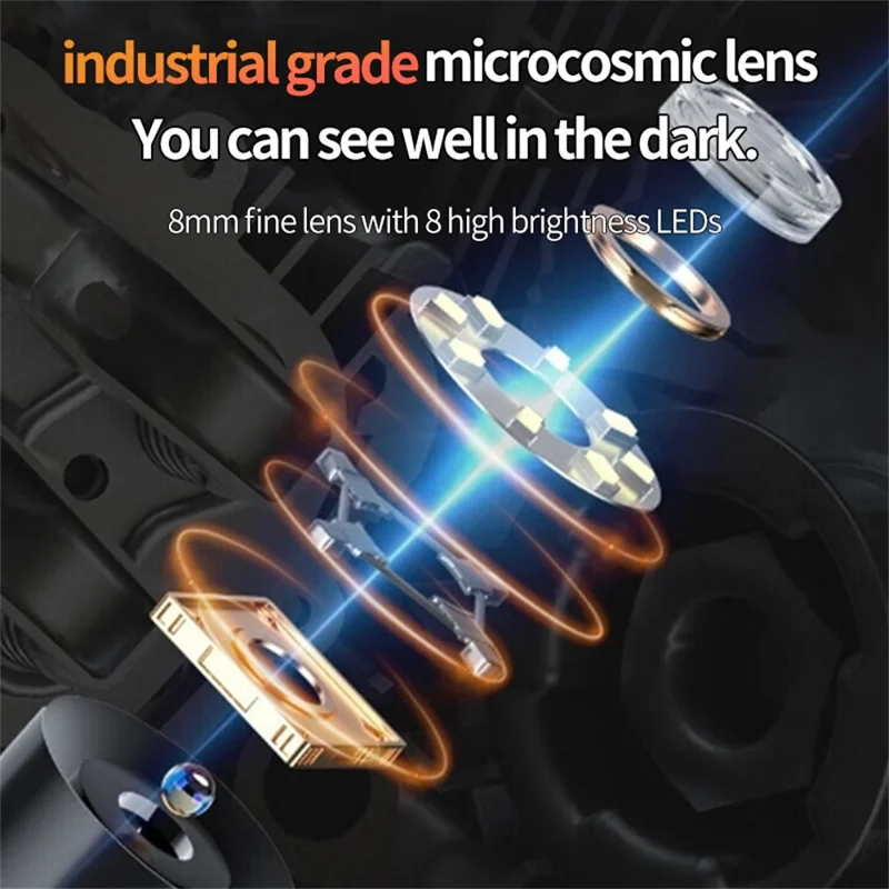 T40-AV 8mm Single Lens 2m Industrial Endoscope 4.3 Inch IPS Screen 1080P HD Handheld Inspection Camera