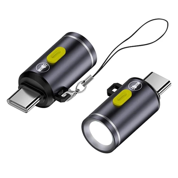 Mini LED Flashlight Type C Plug Rechargeable Portable Torch for Outdoor / Home Emergency - Dark Grey