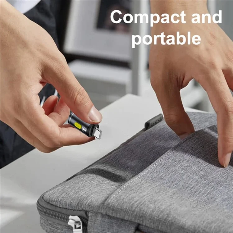 Mini LED Flashlight Type C Plug Rechargeable Portable Torch for Outdoor / Home Emergency - Dark Grey