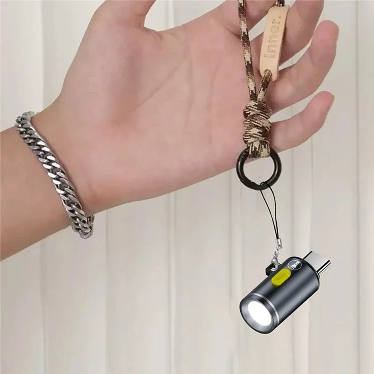 Mini LED Flashlight Type C Plug Rechargeable Portable Torch for Outdoor / Home Emergency - Dark Grey