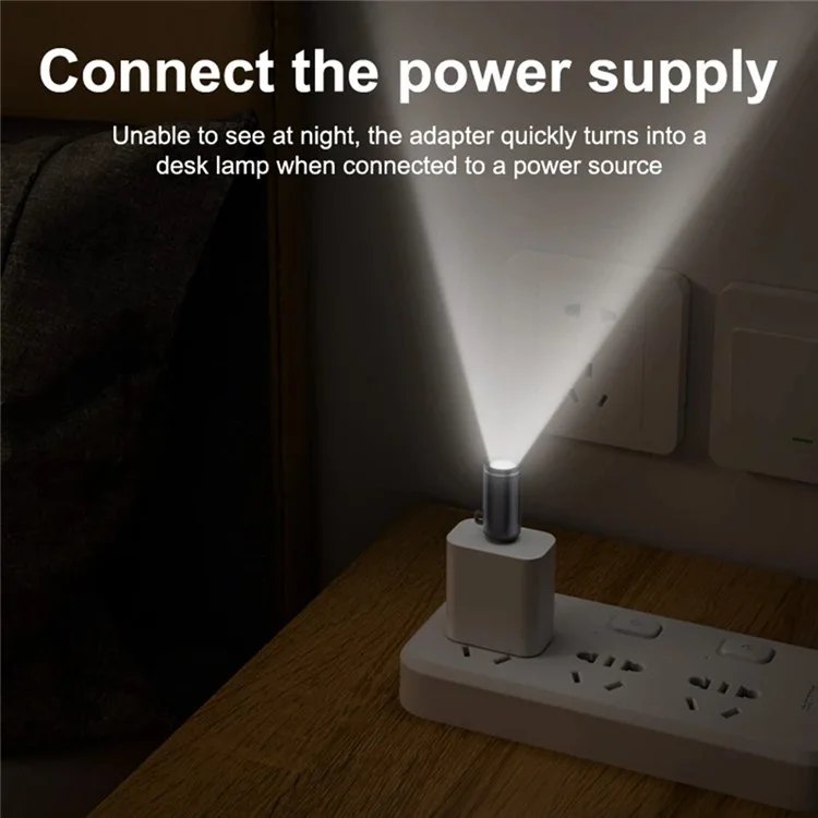 Mini LED Flashlight Type C Plug Rechargeable Portable Torch for Outdoor / Home Emergency - Dark Grey