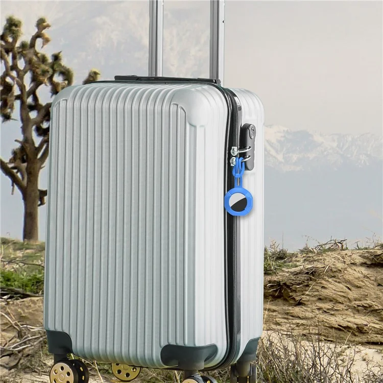 AHASTYLE PT164 Silikonhülle für AirTag-Tracker mit Fallschutz und Schlüsselband - Blau