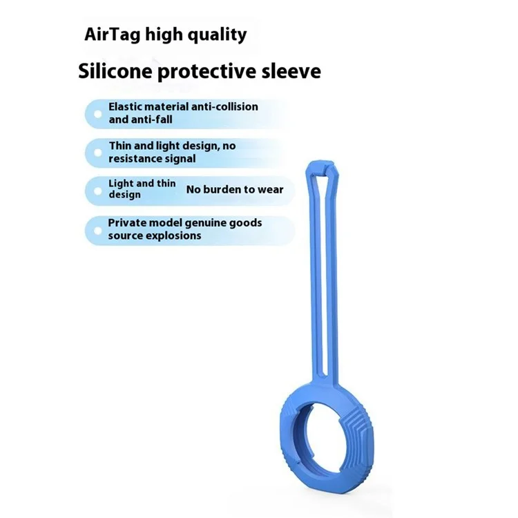 AHASTYLE PT164 Silikonhülle für AirTag-Tracker mit Fallschutz und Schlüsselband - Blau
