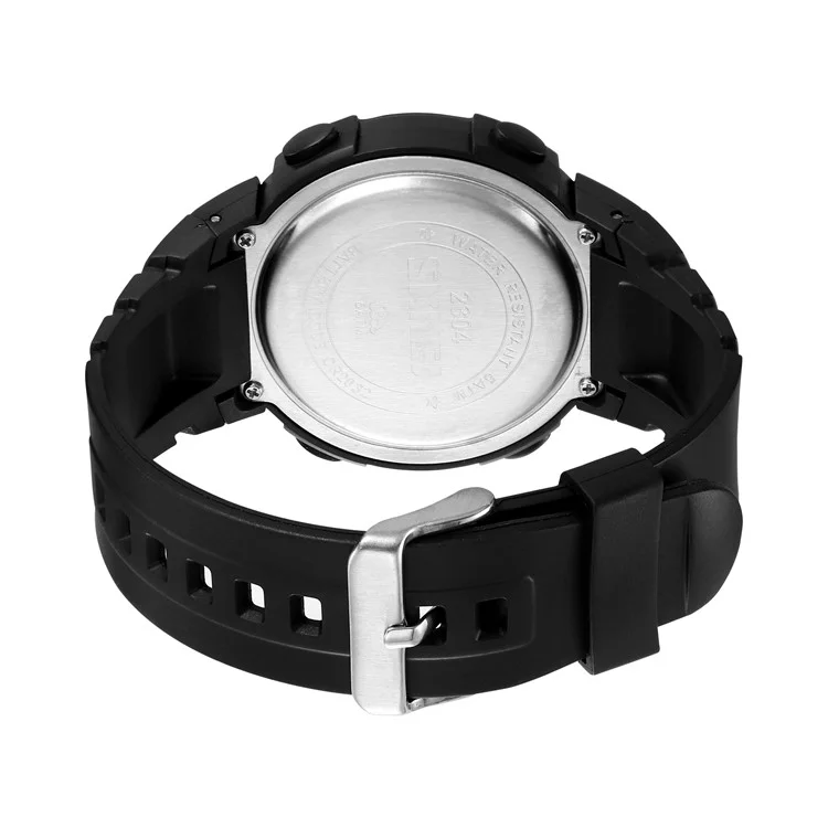SKMEI 2304 Montre numérique multifonction pour extérieur avec double affichage horaire et rétroéclairage EL - Noir