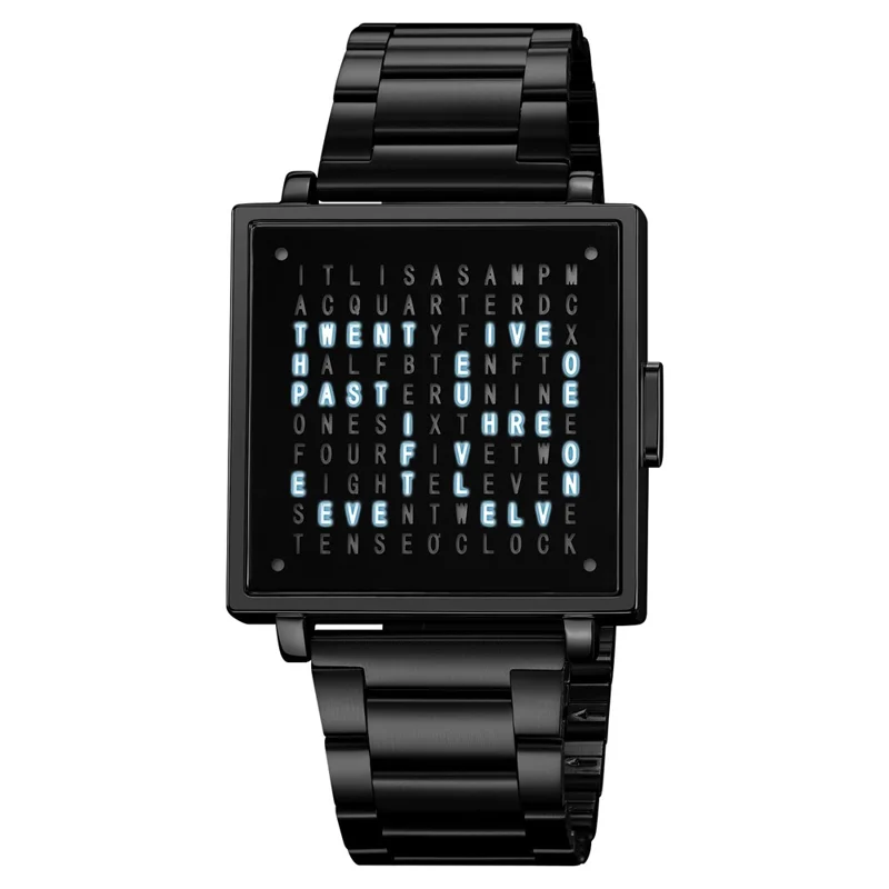 SKMEI 2312 Multifunctional Electronic Watch Date Display Square Digital Wristwatch for Men - Black / Steel Strap