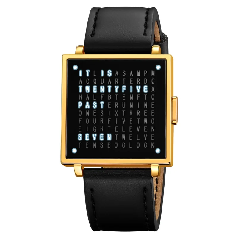 SKMEI 2312 Multifunctional Electronic Watch Date Display Square Digital Wristwatch for Men - Gold / Leather Strap