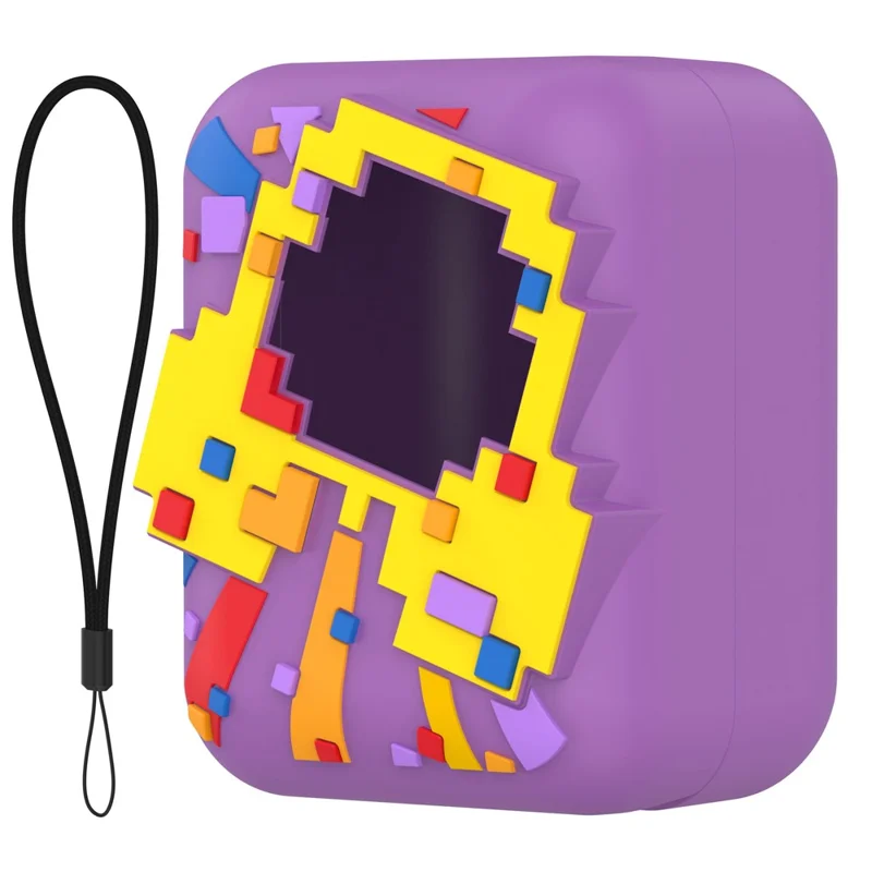 For Bitzee Interactive Digital Toy Silicone Protective Case Electronic Pet Machine Shock Absorption Dust Proof Cover with Lanyard - Purple
