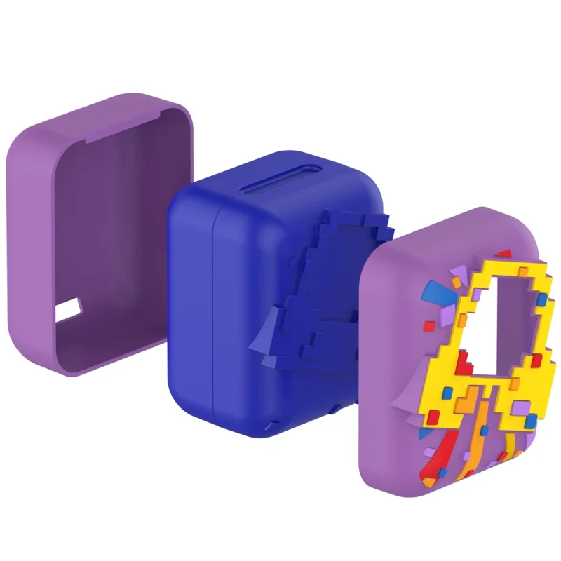 For Bitzee Interactive Digital Toy Silicone Protective Case Electronic Pet Machine Shock Absorption Dust Proof Cover with Lanyard - Purple