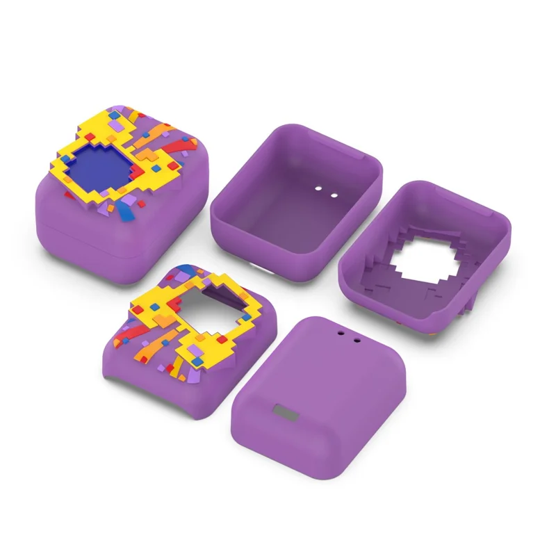 For Bitzee Interactive Digital Toy Silicone Protective Case Electronic Pet Machine Shock Absorption Dust Proof Cover with Lanyard - Purple