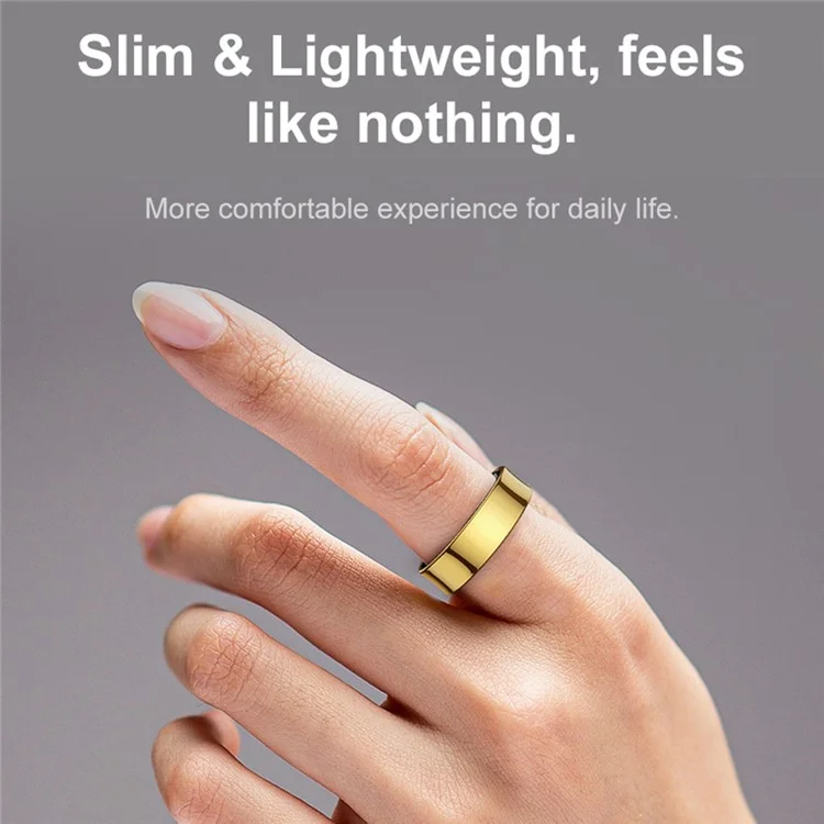 R09 Pedometer Smart Ring Heart Rate Blood Pressure Monitor Waterproof Bluetooth-compatible Finger Ring - Gold / Size 10
