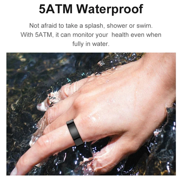 R09 Pedometer Smart Ring Heart Rate Blood Pressure Monitor Waterproof Bluetooth-compatible Finger Ring - Gold / Size 10