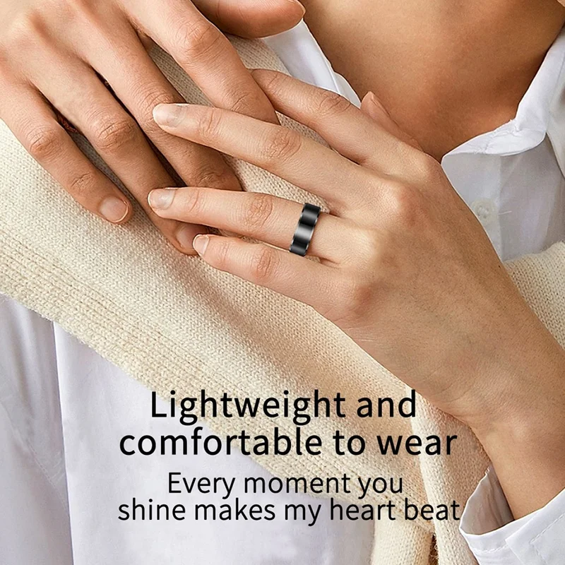 R6 Smart Ring Sleep Tracking Heart Rate Blood Oxygen Monitor Waterproof Bluetooth-compatible Finger Ring - Black / Size 10