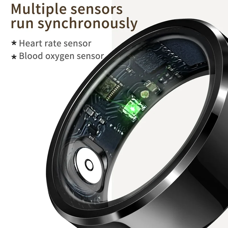 R6 Smart Ring Sleep Tracking Heart Rate Blood Oxygen Monitor Waterproof Bluetooth-compatible Finger Ring - Silver / Size 9