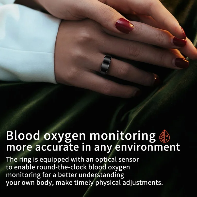 R6 Smart Ring Sleep Tracking Heart Rate Blood Oxygen Monitor Waterproof Bluetooth-compatible Finger Ring - Silver / Size 9