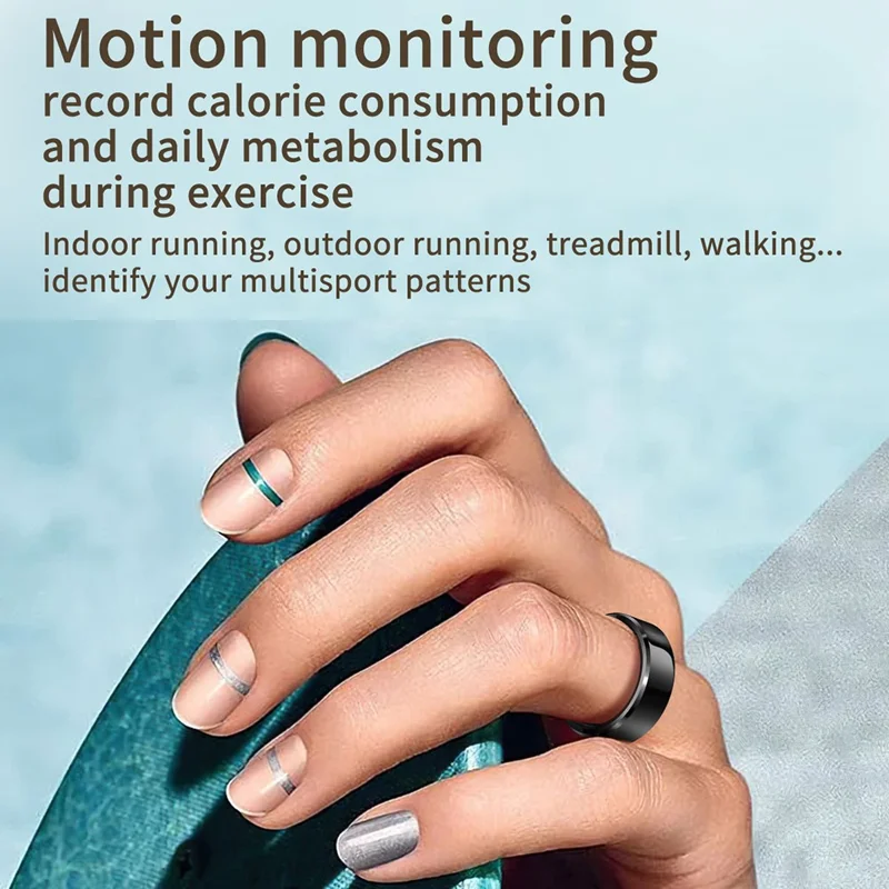 R6 Smart Ring Sleep Tracking Heart Rate Blood Oxygen Monitor Waterproof Bluetooth-compatible Finger Ring - Silver / Size 9