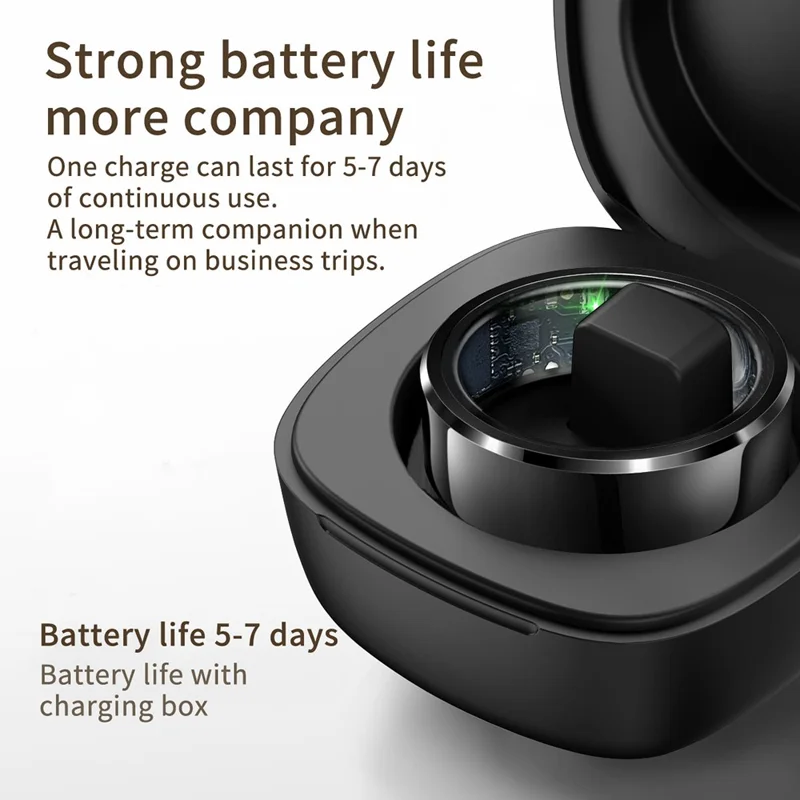 R6 Smart Ring Sleep Tracking Heart Rate Blood Oxygen Monitor Waterproof Bluetooth-compatible Finger Ring - Silver / Size 9