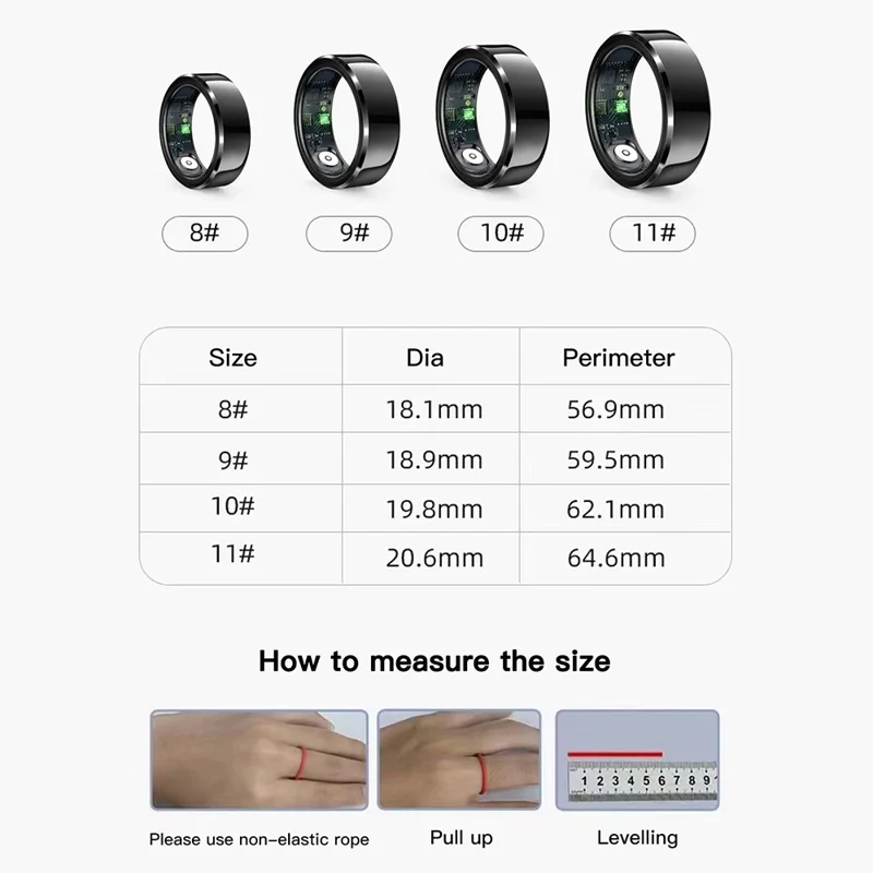 R6 Smart Ring Sleep Tracking Heart Rate Blood Oxygen Monitor Waterproof Bluetooth-compatible Finger Ring - Silver / Size 9