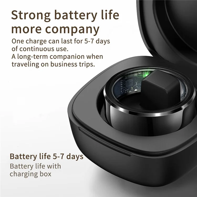 R6 Smart Ring Sleep Tracking Heart Rate Blood Oxygen Monitor Waterproof Bluetooth-compatible Finger Ring - Silver / Size 10