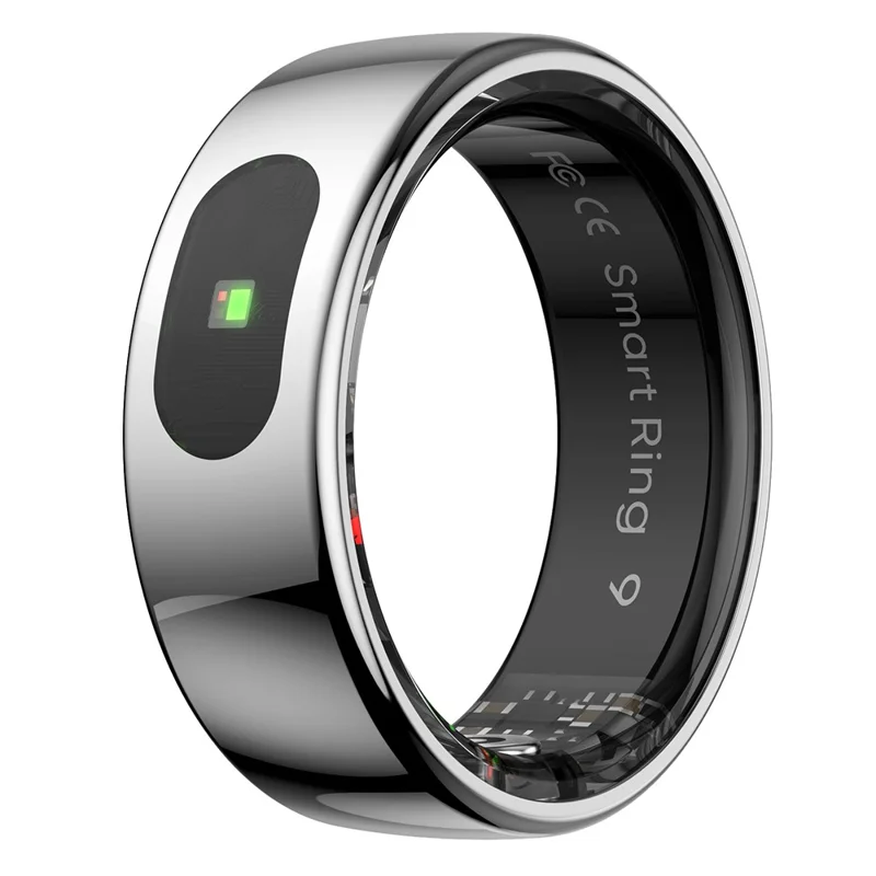 R08 Smart Ring 5 ATM Waterproof Heart Rate Blood Pressure Body Temperature Monitor Finger Ring - Silver / Size 11