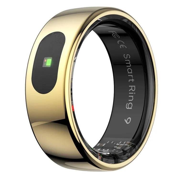 R08 Smart Ring 5 ATM Waterproof Heart Rate Blood Pressure Body Temperature Monitor Finger Ring - Gold / Size 10