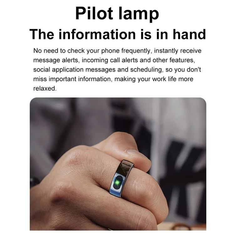 R08 Smart Ring 5 ATM Waterproof Heart Rate Blood Pressure Body Temperature Monitor Finger Ring - Gold / Size 10