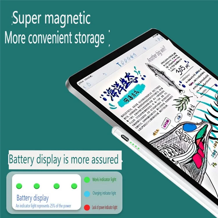 314 Capacitive Stylus Pen for iPad Palm Rejection Magnetic Attachment Tablet Drawing Pencil