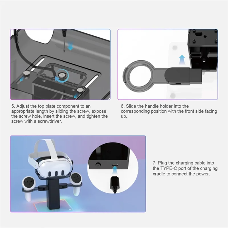 Aufbewahrungsständer für Meta Quest 3S / Quest 3 / Quest 2 VR-Headset Ladestation Controller Desktop-Organizer - Weiß