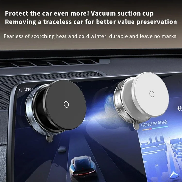 Vacuum Suction Magnetic Car Phone Holder Dashboard Windshield Suction Cup Phone Mount - Black