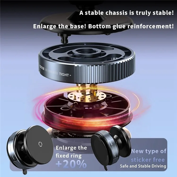 Vacuum Suction Magnetic Car Phone Holder Dashboard Windshield Suction Cup Phone Mount - Black