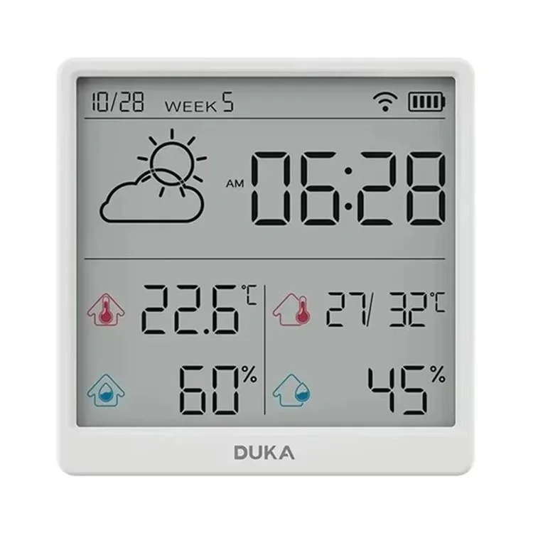 Capteur électronique de température et d'humidité XIAOMIYOUPIN DUKA TH3 WiFi Horloge intelligente Thermomètre hygromètre numérique