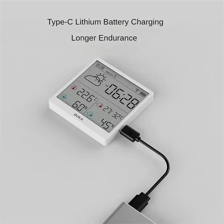 Capteur électronique de température et d'humidité XIAOMIYOUPIN DUKA TH3 WiFi Horloge intelligente Thermomètre hygromètre numérique
