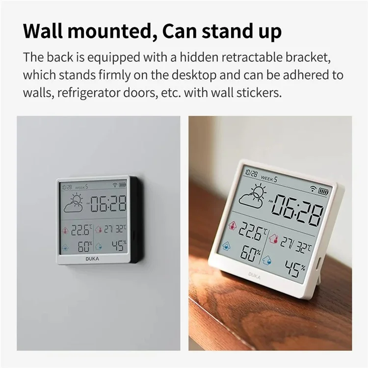 Capteur électronique de température et d'humidité XIAOMIYOUPIN DUKA TH3 WiFi Horloge intelligente Thermomètre hygromètre numérique